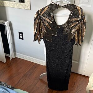 Glamorous Black and Gold Backless Dress
